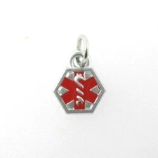 Doc Tock CHARM stainless steel w red Medical alert symbol