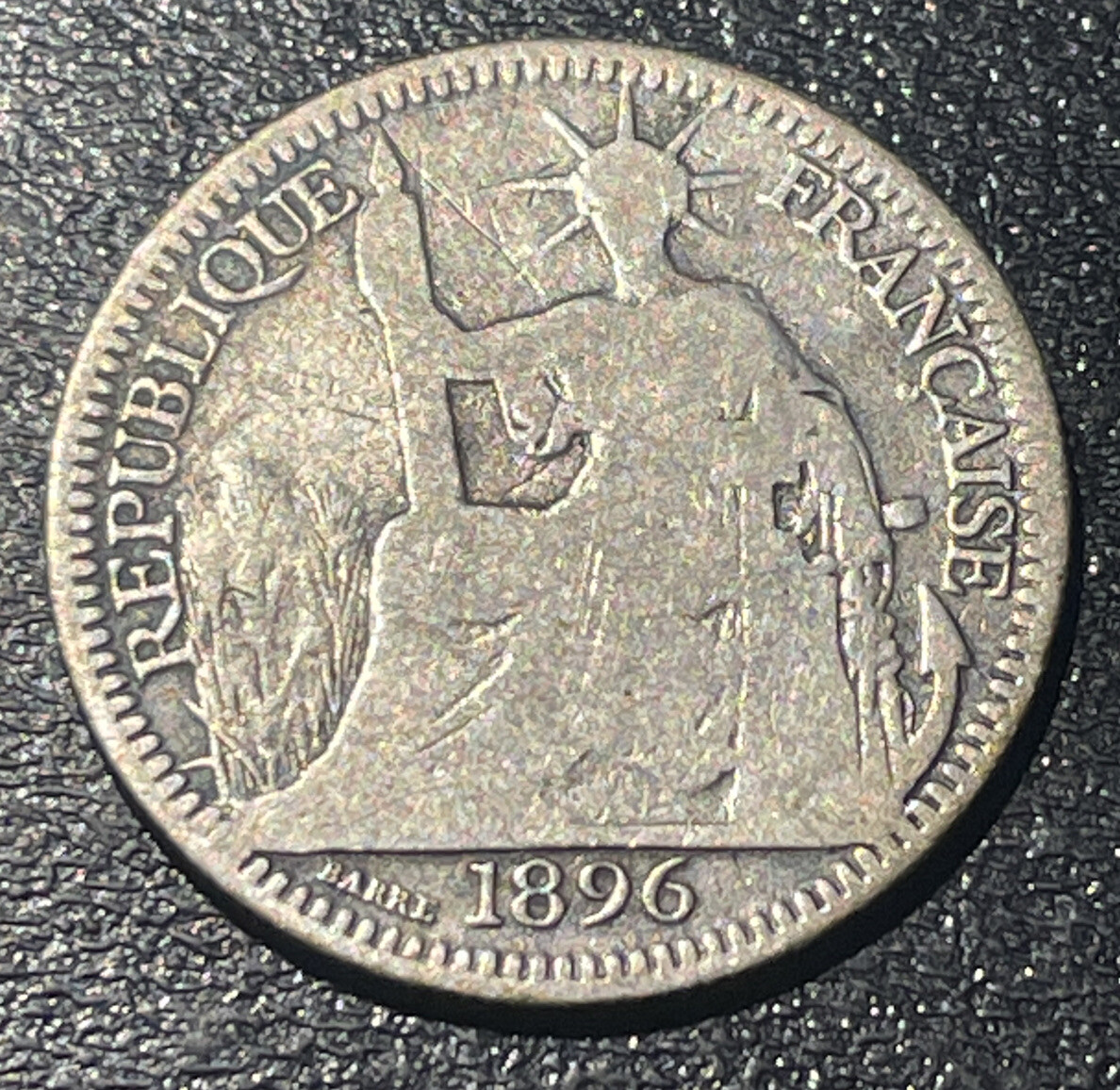 1896 A French Indo-China Vietnam Silver 10 Cents Fasces Mint