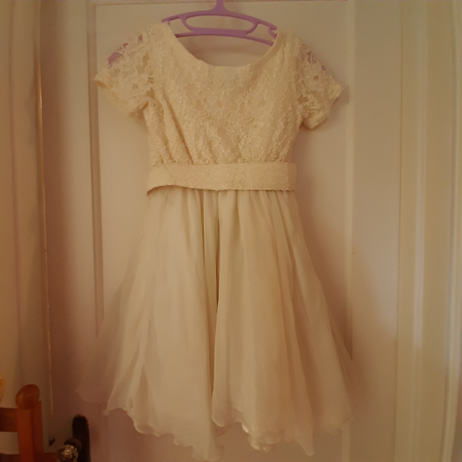 Vtg Girls 10 FULL CIRCLE Maya & Me USA Ivory Off-White Lace Pageant Dress Retro thumbnail 3