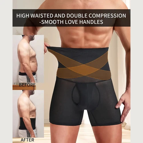 US Herren High Waist Kompression Boxershorts Bauch Slim Mieder Hose Body Shaper - Bild 4 von 30