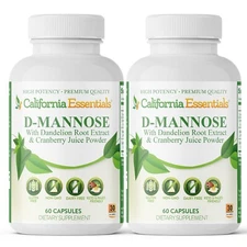 D-Mannose, Enhance Bodies Nutrition & Digestive Health - 60 Caps, Pack of 2