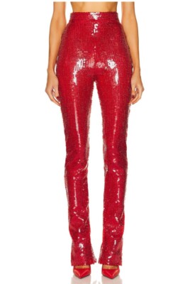 David Koma Sequin Trousers Red Sequin UK 12 NWT $1386