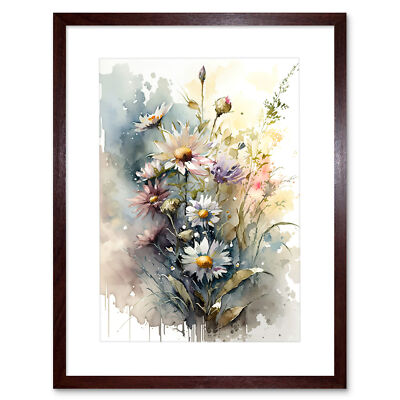 Wild Flower Gänseblümchen in Blüte Modern Boho Gerahmt Wandkunstdruck Bild 12X16