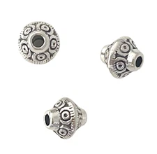 50 pcs Silver Bicone Spacer Beads 6mm Ornate Filigree Circles Jewelry Making