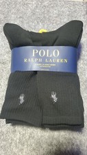 Polo Ralph Lauren Classic Sport 6-Pair Crew Socks Black Gray Pony Size Large