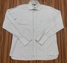Ted Baker London Mens Dress Shirt Size 16 / 40.5 White Blue Plaid Long Sleeve