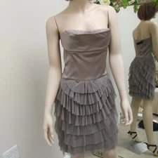 BCBGMAXAZRIA NWOT Hazelnut Brown Mocha Couture Party Cocktail Dress Sz 8 