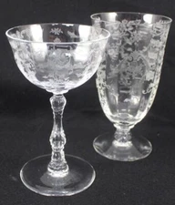 Fostoria Navarre Clear Iced Tea Glass and Champagne Tall Sherbet Glass