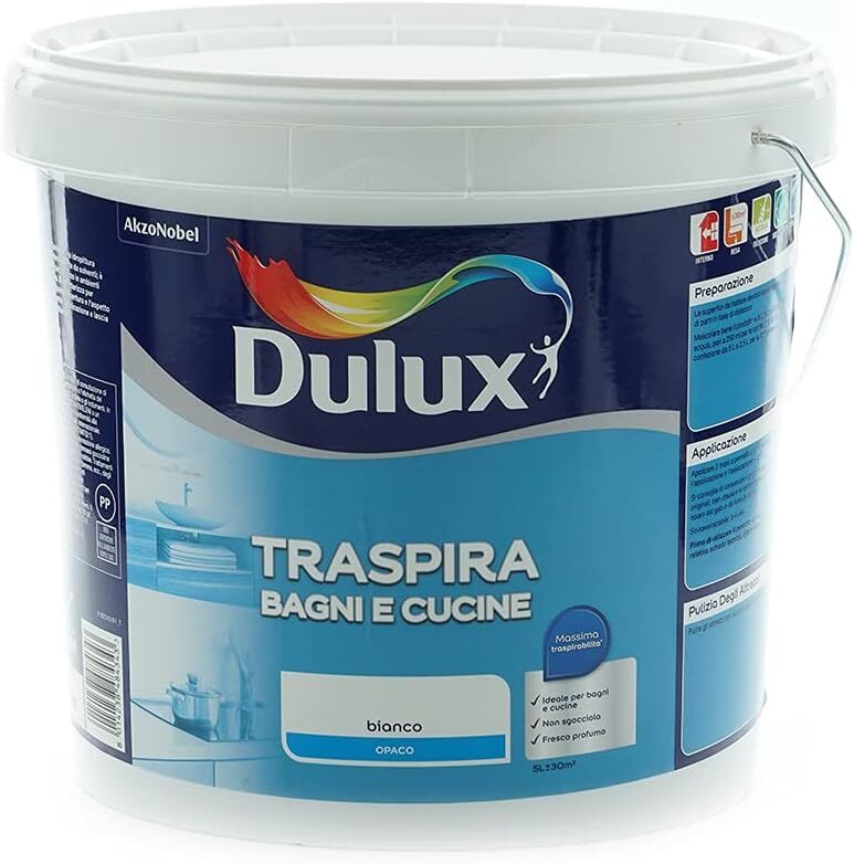 Dulux Pittura per Interni Traspirante Forte Umidità 5 l (Confezione da 1)