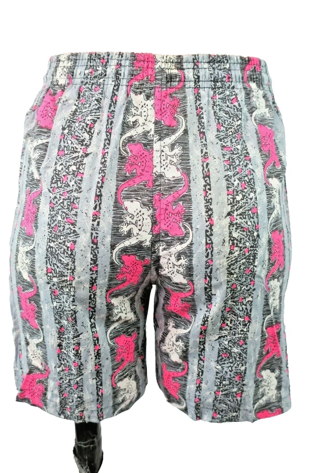 Bañador Gecko de Colección Años 80 Pantalones Cortos de Algodón Estampado NEÓN NUEVO M 5-6 RARO NUEVO SIN ETIQUETAS Foto 2 de 4