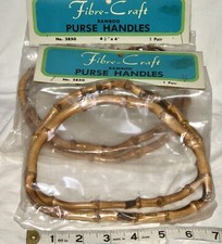 Vintage 2 Sets Bamboo Handles Purse Crochet Macrame Purse Crafting NOS