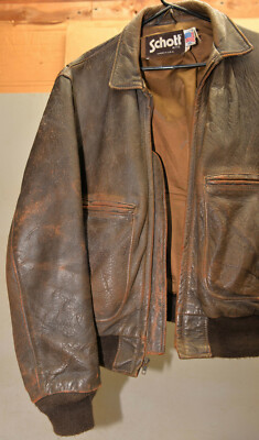 Vintage 1960 70s Schott lined leather trucker motorcycle jacket