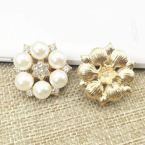 10pcs/lot Flatback Crystal Pearls Buttons Round Flower Cluster Rhinestones Sewin - Picture 10 of 14