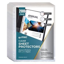 Sheet Protectors 200 Pack Page Protectors - Sheet Protectors for 3 Ring Bin...