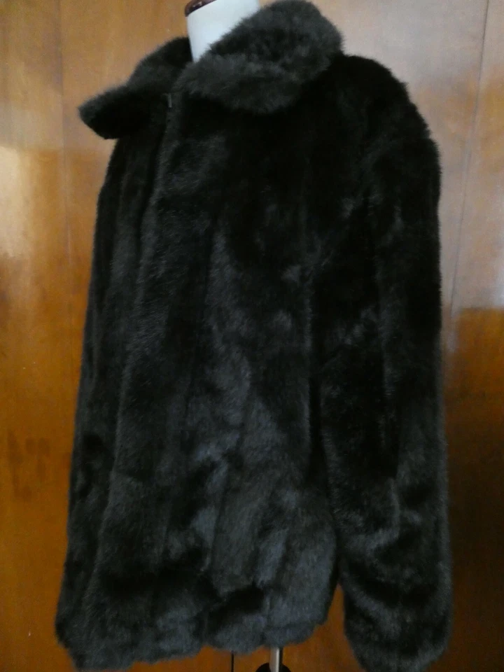 Chaqueta Abrigo Olympia Limited INC Para Mujer Piel Sintética Negra Mediana (Se Ajusta a GRANDE) EE. UU. Foto 4 de 4