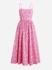 Jcrew A-line cotton poplin midi dress in rosebud floral