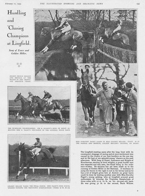 PFERDERENNEN Hurdling & Chasing Champions at Lingfield - Antikdruck 1933