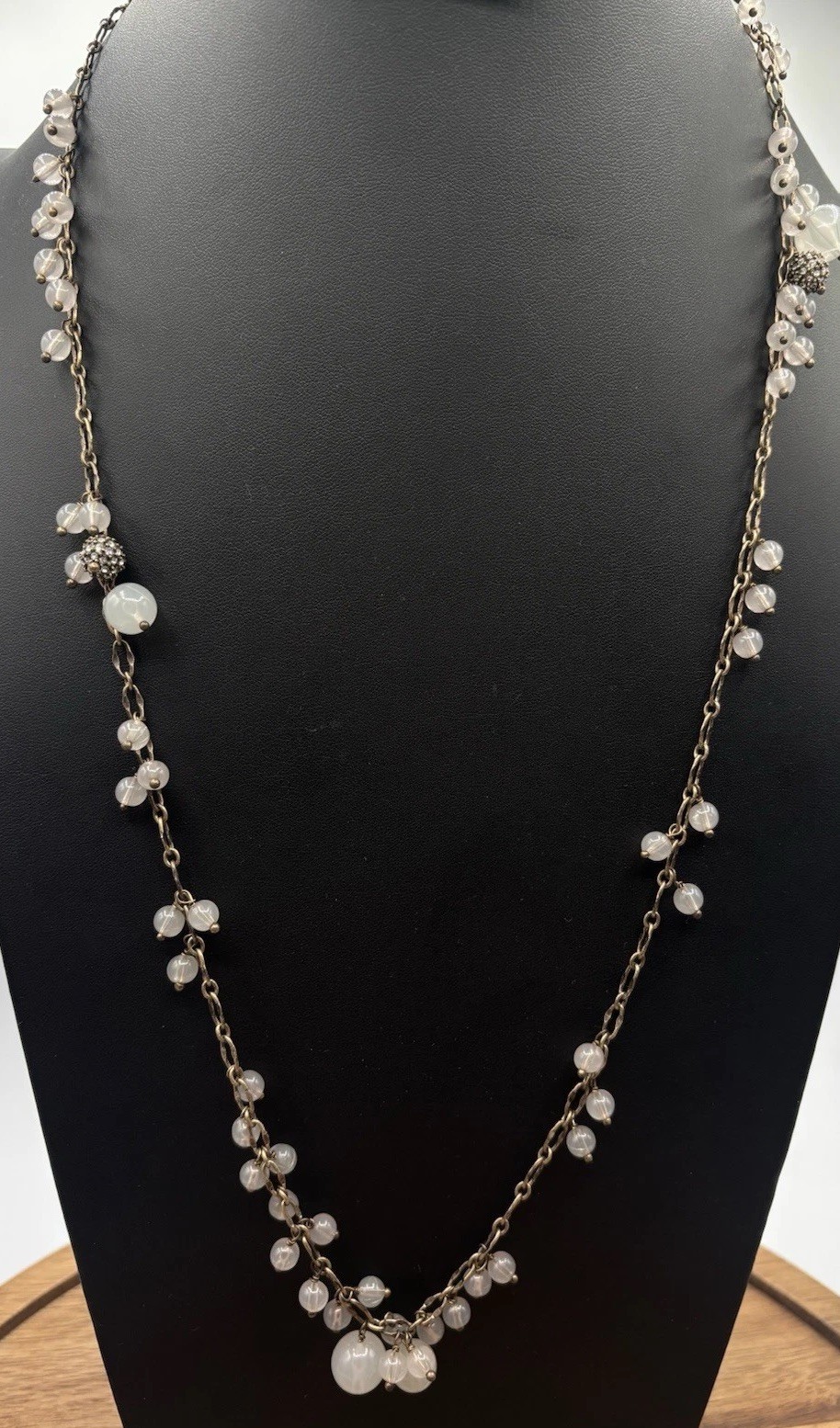 J CREW Gold Chain Dangling Translucent Light Gray… - image 1