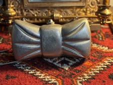 Vintage Saks Fifth Avenue Italy Bow Clutch Evening Bag Chain