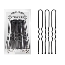 Wenobby 40 Black Bobby Pins,Hair Pins - For Buns Updo Ponytail Roller Curl