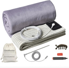 Grounding Blanket 80"x60" - Purple Cotton Blend for Better Sleep Energy