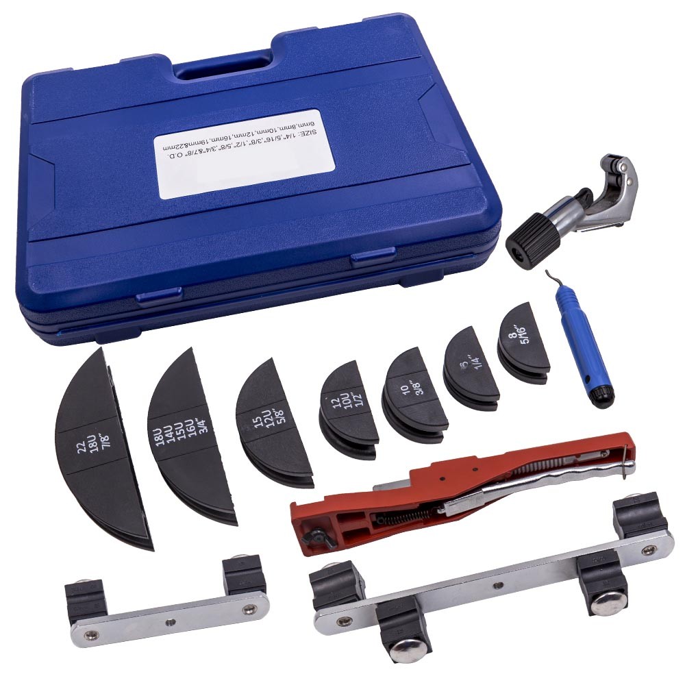Ratcheting Pipe Bender HVAC Refrigeration Tube Bending Heads Cutter Tool Kit Re