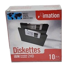 Imation 3.5" Floppy Disks 10 Pack 1.44MB IBM Formatted 2HD Diskettes Sealed