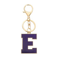 Initial Letter Keychain, Alphabet Letter A-Z Keyring, Purple E 