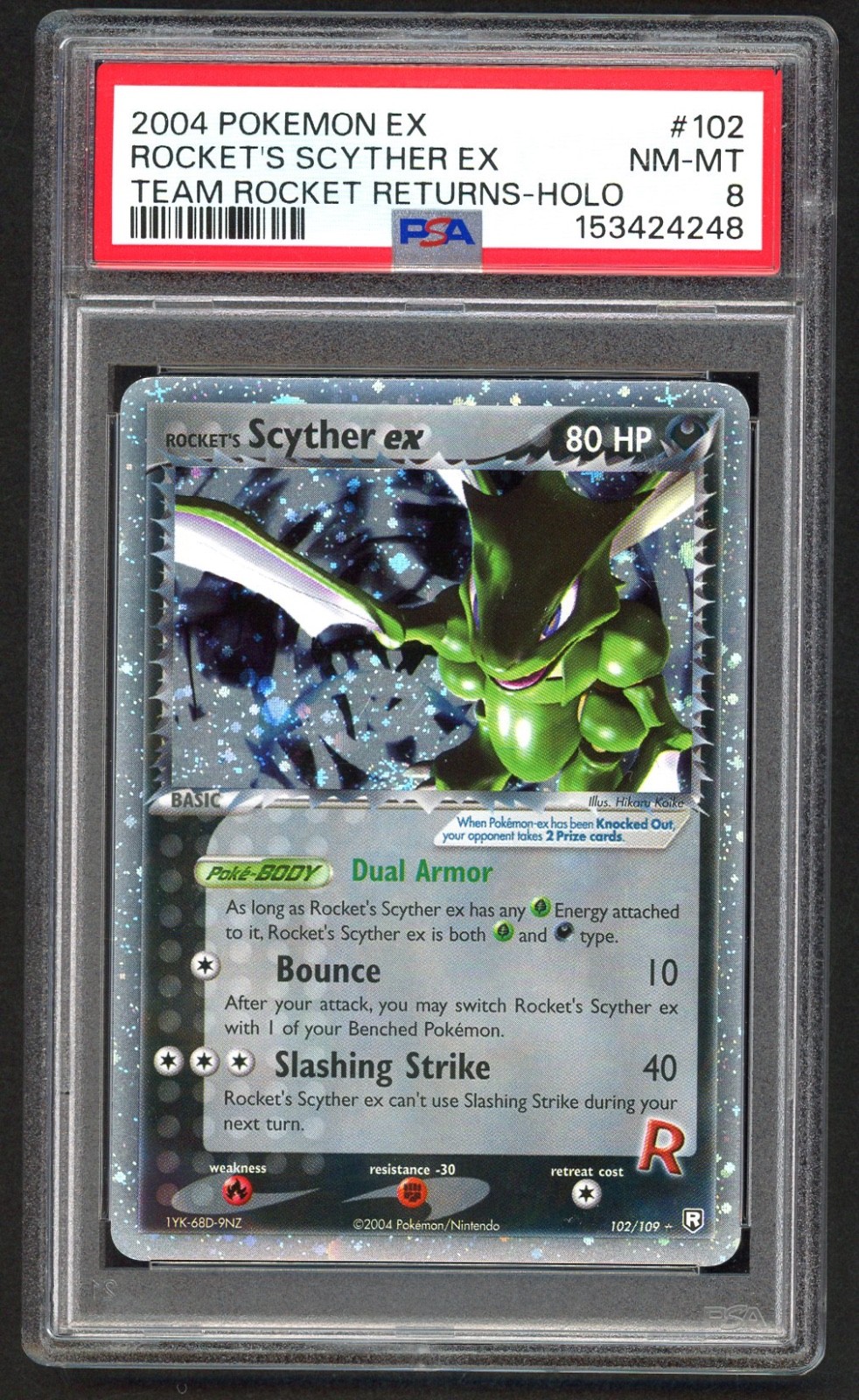 Pokemon Card PSA 8 Rocket's Scyther ex 102/109 EX Team Rocket Returns Holo