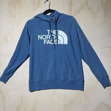 The North Face Womens Small Half Dome Hoodie Blue Pullover Logo Sweatshirt