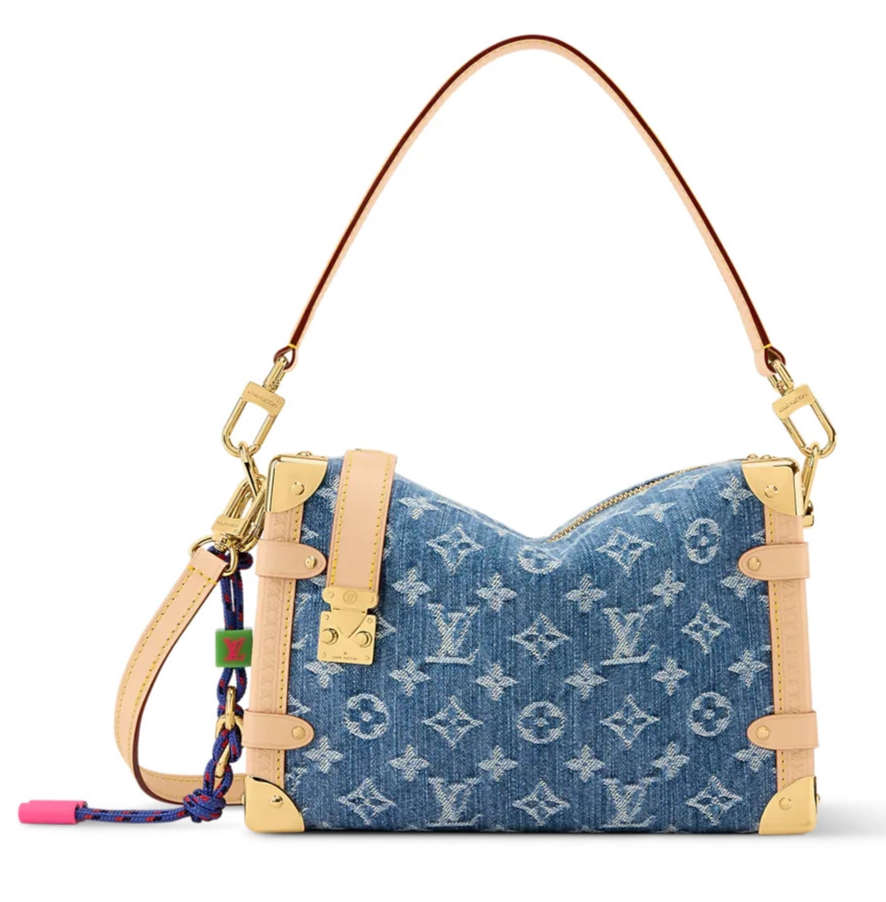 NEW Louis Vuitton Monogram Side Trunk MM Denim Shoulder Bag Blue