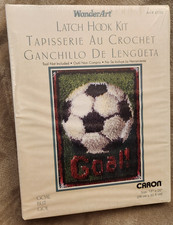 WonderArt Latch Hook Kit SOCCER BALL GOAL CARON 4130 15"X 20" Sealed QwikShip 