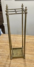 Umbrella Stand Cast Iron and Brass 1940’s Art Deco 6x6x26”