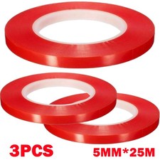 3Pc 5mm 25m Red Double Sided Super Sticky Adhesive Tape For Cell Phone Repair US