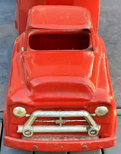 Tour de acero prensado vintage de los años 60 con petrolero de juguete rojo Texaco de Buddy L Moline - Imagen 15 de 18