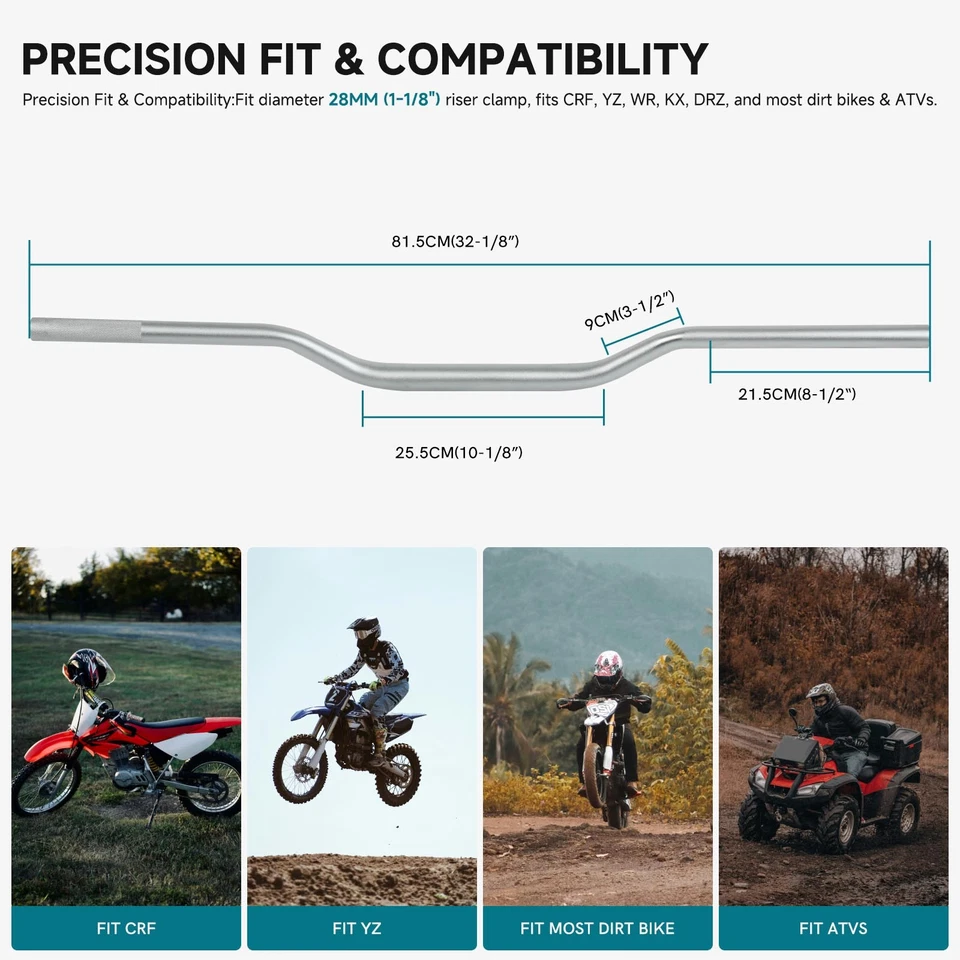 Guidão de gordura 1-1/8" 28mm rastreador de elevação de bicicleta sujeira para Yamaha XT250 XT350 XT500 - Imagem 3 de 4