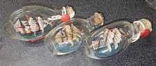 3 x Vintage Ship In A Bottle Small red was maritime museum