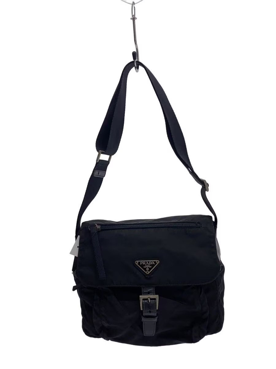 PRADA Shoulder Bag Nylon Black Plain