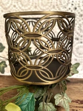 Antique Brass Pedestal Candle Holder for 3 Wick Candles Bath &Body Works