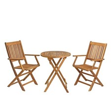 Gartenmöbel Set Balkonset Klappstühle mit Armlehne Klapptisch Ø 57cm Rund Akazie