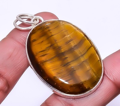 Yellow Tiger Eye - South Africa 925 Sterling Silver Pendant 1.95'' T914