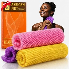 UJFQBH 3 Pack African Net Sponge, 1 Count Pack of 3 , Pink,yellow,purple