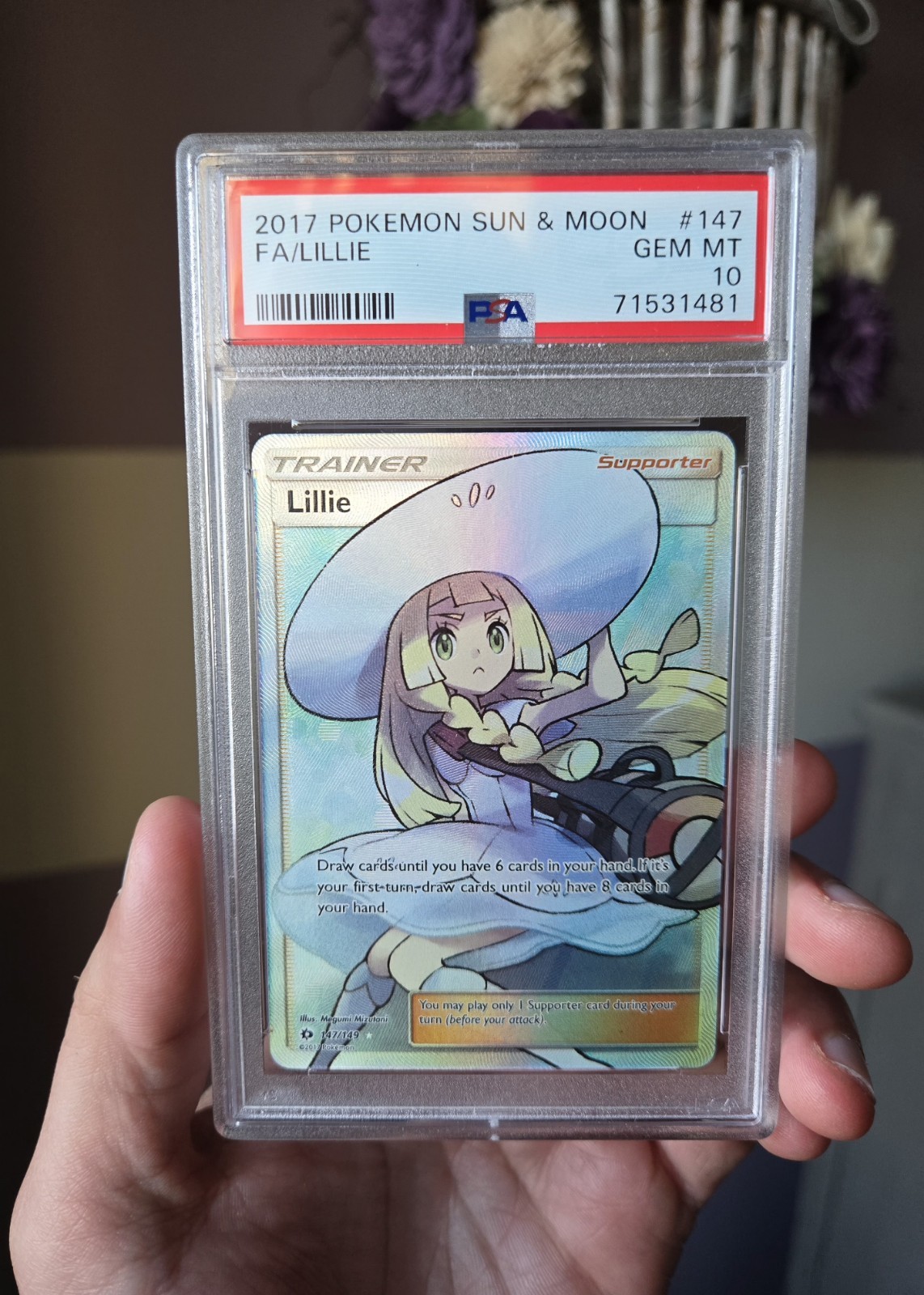 2017 Pokémon Sun & Moon Base Set Lillie Full Art 147/149 PSA 10