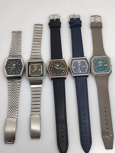 Lot of 5 Seiko 5 6309 Vintage Automatic Day/Date Men's Japanese Wristwatches