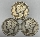 1928, 1928-D and 1928-S 10C Mercury Dimes 90% Silver