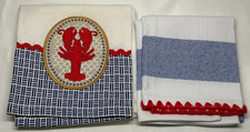 2 x Dish Tea Towels Kay Dee Designs Lobster & Blue White Red trim 100% Cotton
