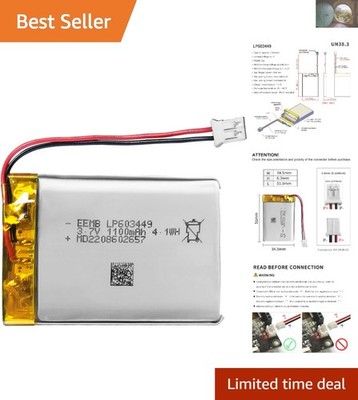 Reliable 3.7V Lithium Polymer Battery 1100mAh - Perfect for Arduino & Cameras