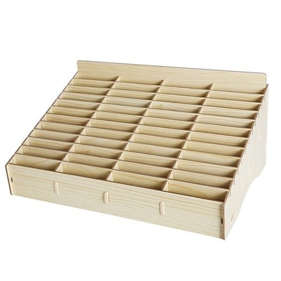 HengTianMei HTM 48 Grid Wooden Cell Phone Holder Desktop Organizer Storage Box
