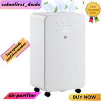 HOMCOM 12L/Day Protable Quiet Air Dehumidifier with Purifier, Timer, 5 Modes