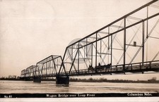 Columbus NE Wagon Bridge Over Loup River c1910s RPPC Photo Postcard COPY